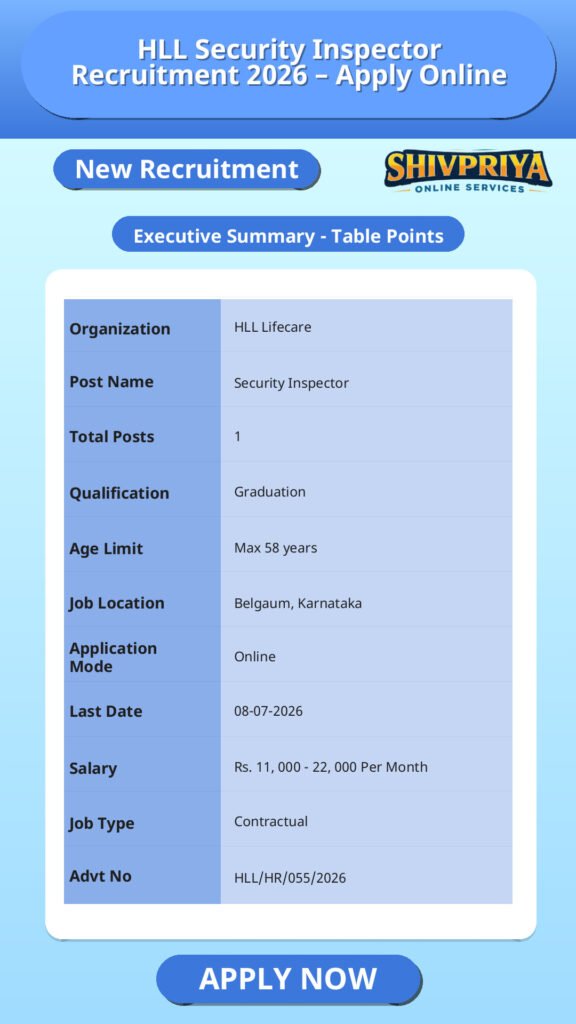 HLL Security Inspector Recruitment 2026 – Apply Online