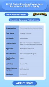 DLSA Balod Paralegal Volunteer Recruitment 2026 – Apply