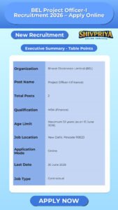 BEL Project Officer-I Recruitment 2026 – Apply Online