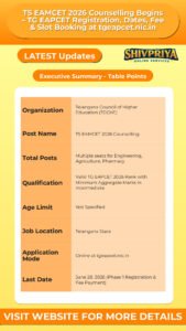 TS EAMCET 2026 Counselling Begins – TG EAPCET Registration, Dates, Fee & Slot Booking at tgeapcet.nic.in