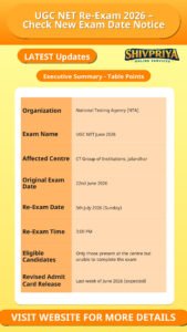 UGC NET Re-Exam 2026 – Check New Exam Date Notice