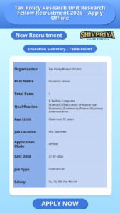 Tax Policy Research Unit Research Fellow Recruitment 2026 – Apply Offline