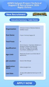 AIIMS Kalyani Project Technical Support II Recruitment 2026 – Apply Online
