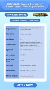 AIIMS Delhi Project Associate II Recruitment 2026 – Apply Online