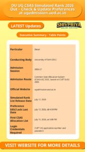 DU UG CSAS Simulated Rank 2026 Out – Check & Update Preferences at ugadmission.uod.ac.in