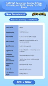 NABFINS Customer Service Officer Recruitment 2026 – Apply for CSO Posts