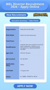 IREL Director Recruitment 2026 – Apply Online