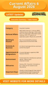 Current Affairs 6 August 2026