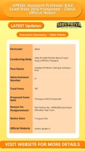 UPESSC Assistant Professor B.Ed Exam Date 2026 Postponed – Check Official Notice