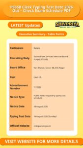 PSSSB Clerk Typing Test Date 2026 Out – Check Exam Schedule PDF