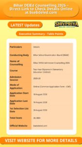 Bihar DElEd Counselling 2026 – Direct Link to Check Details Online at bsebdeled.com