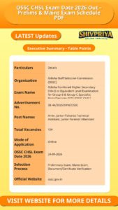 OSSC CHSL Exam Date 2026 Out – Prelims & Mains Exam Schedule PDF