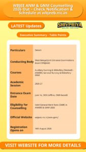 WBJEE ANM & GNM Counselling 2026 Out – Check Notification & Schedule at wbjeeb.nic.in