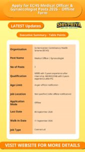 Apply for ECHS Medical Officer & Gynaecologist Posts 2026 – Offline Form