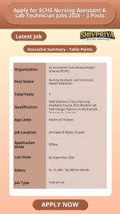 Apply for ECHS Nursing Assistant & Lab Technician Jobs 2026 – 3 Posts