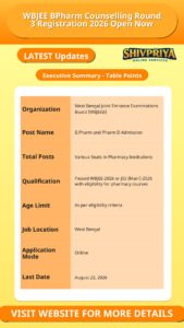 WBJEE BPharm Counselling Round 3 Registration 2026 Open Now