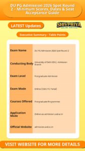 DU PG Admission 2026 Spot Round 2 – Minimum Scores, Dates & Seat Acceptance Guide