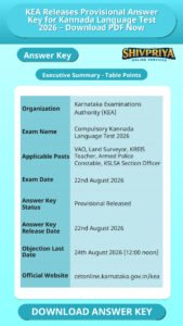 KEA Releases Provisional Answer Key for Kannada Language Test 2026 – Download PDF Now