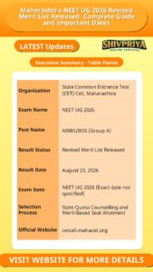Maharashtra NEET UG 2026 Revised Merit List Released: Complete Guide and Important Dates