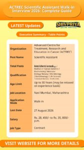 ACTREC Scientific Assistant Walk-in Interview 2026: Complete Guide