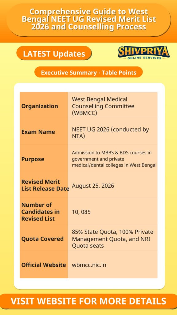 Comprehensive Guide to West Bengal NEET UG Revised Merit List 2026 and Counselling Process