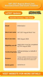 XAT 2027 August Mock Test Announcement and Exam Timeline