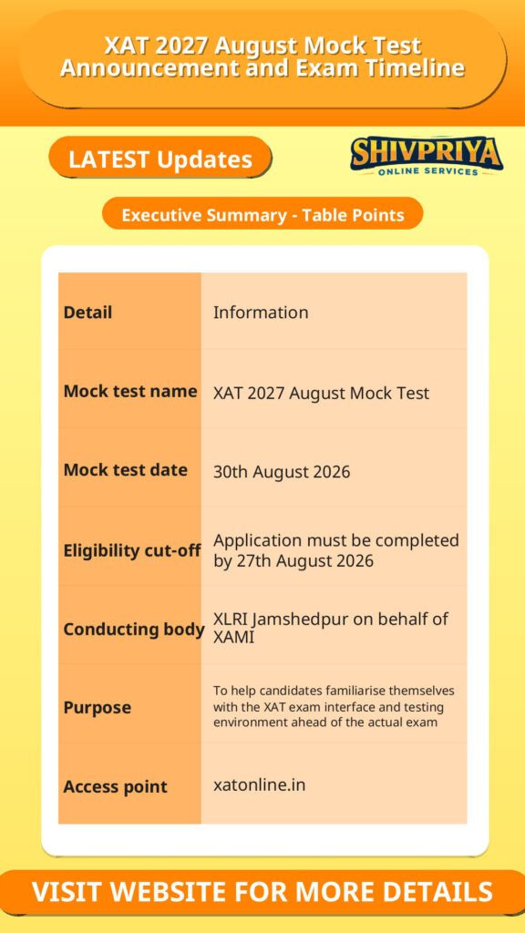 XAT 2027 August Mock Test Announcement and Exam Timeline