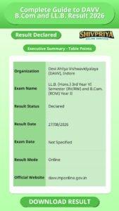Complete Guide to DAVV B.Com and LL.B. Result 2026