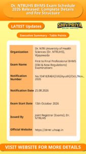 Dr. NTRUHS BHMS Exam Schedule 2026 Released: Complete Details and Fee Structure