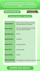 Comprehensive Guide to BFUHS BSc Paramedical & Nursing Results 2026