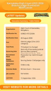 Karnataka High Court LDCE 2026: District Judge Promotion Notification