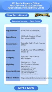 SBI Trade Finance Officer Recruitment 2026: Complete Application and Eligibility Guide