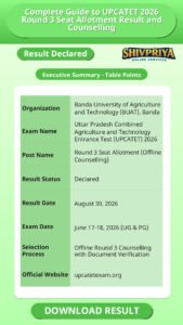 Complete Guide to UPCATET 2026 Round 3 Seat Allotment Result and Counselling