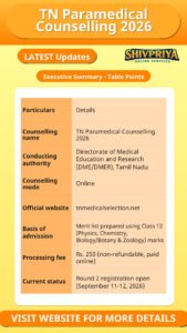 TN Paramedical Counselling 2026