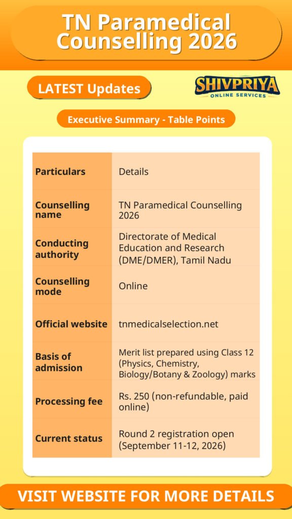 TN Paramedical Counselling 2026