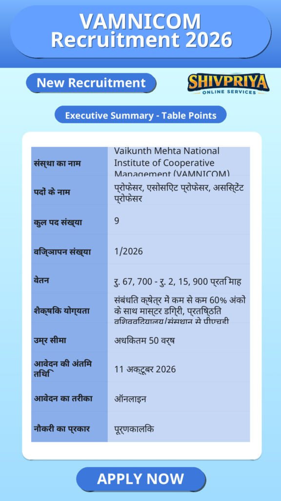 VAMNICOM Recruitment 2026