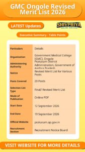 GMC Ongole Revised Merit List 2026