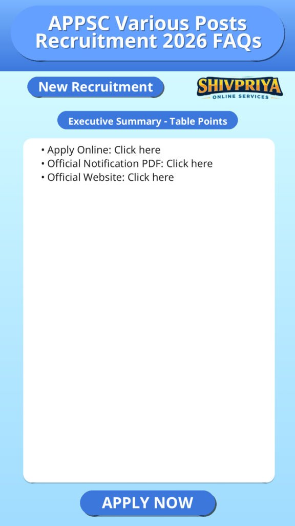 APPSC Various Posts Recruitment 2026 FAQs
