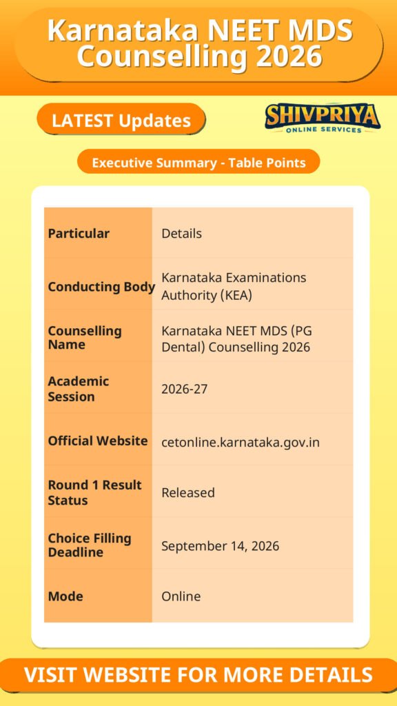 Karnataka NEET MDS Counselling 2026