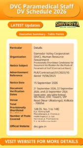 DVC Paramedical Staff DV Schedule 2026