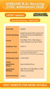 KNRUHS B.Sc Nursing 2YDC Admission 2026