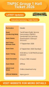 TNPSC Group 1 Hall Ticket 2026