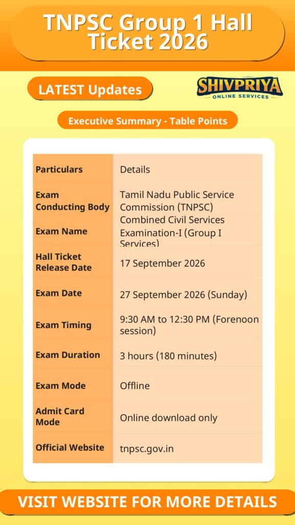 TNPSC Group 1 Hall Ticket 2026