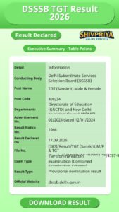 DSSSB TGT Result 2026