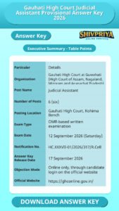 Gauhati High Court Judicial Assistant Provisional Answer Key 2026