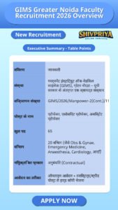 GIMS Greater Noida Faculty Recruitment 2026 Overview