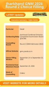 Jharkhand GNM 2026 Round 2 Choice Filling