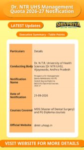 Dr. NTR UHS Management Quota 2026-27 Notification