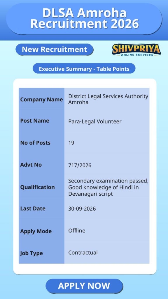 DLSA Amroha Recruitment 2026