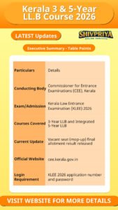 Kerala 3 & 5-Year LL.B Course 2026